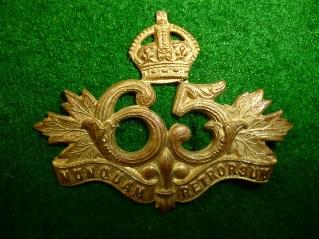MM195a - 65th Mount Royal Rifles Collar Badge Pair 